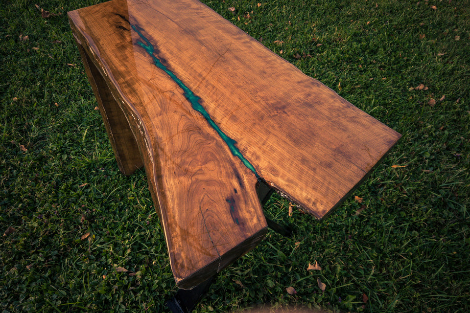 BLUE EPOXY END TABLE